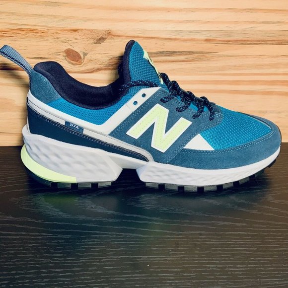 New Balance 574 Men's Running Training Shoes Size Teal Lime NEW - Picture 3 of 8